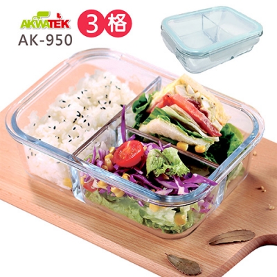 【AKWATEK】三格耐熱玻璃保鮮盒